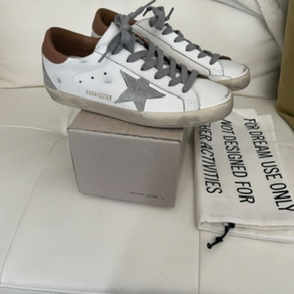 Golden Goose White and Gray Sneakers Sz 38